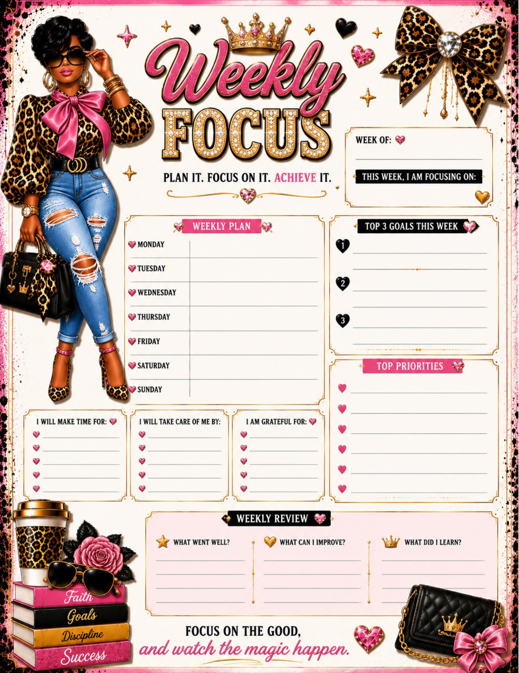Plans, Purpose & Power Undated Planner | Faith, Goals & Weekly Planning