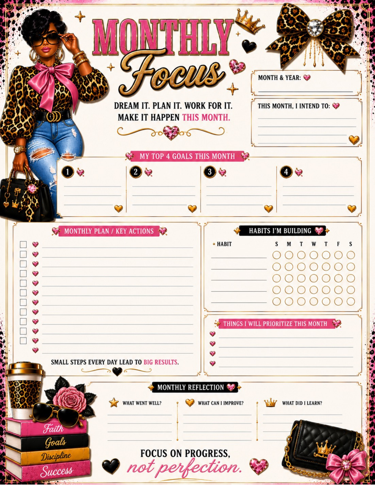 Plans, Purpose & Power Undated Planner | Faith, Goals & Weekly Planning