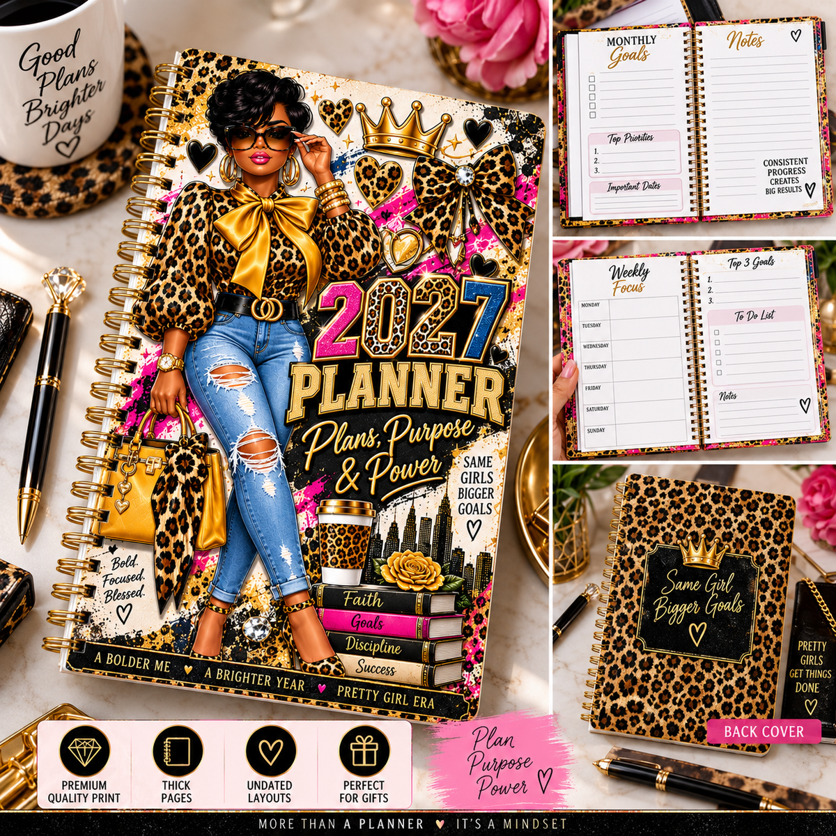 Plans, Purpose & Power Undated Planner | Faith, Goals & Weekly Planning