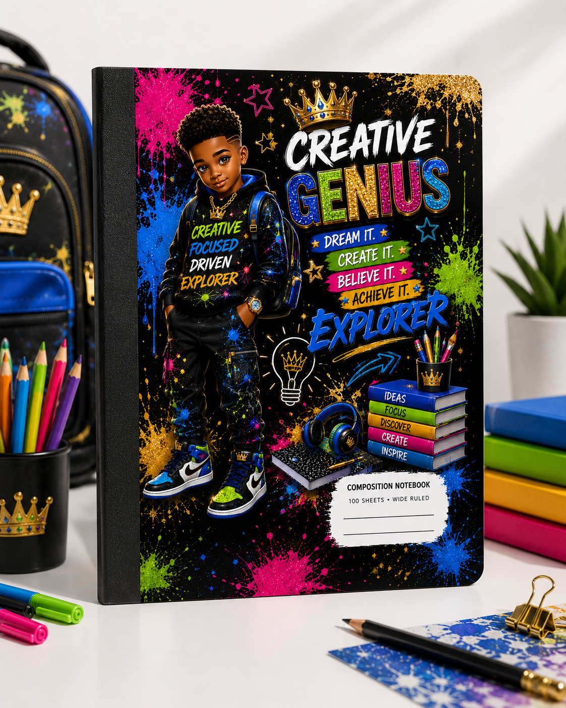 Crowned & Creative Kids Composition Notebook – Choose Your Design