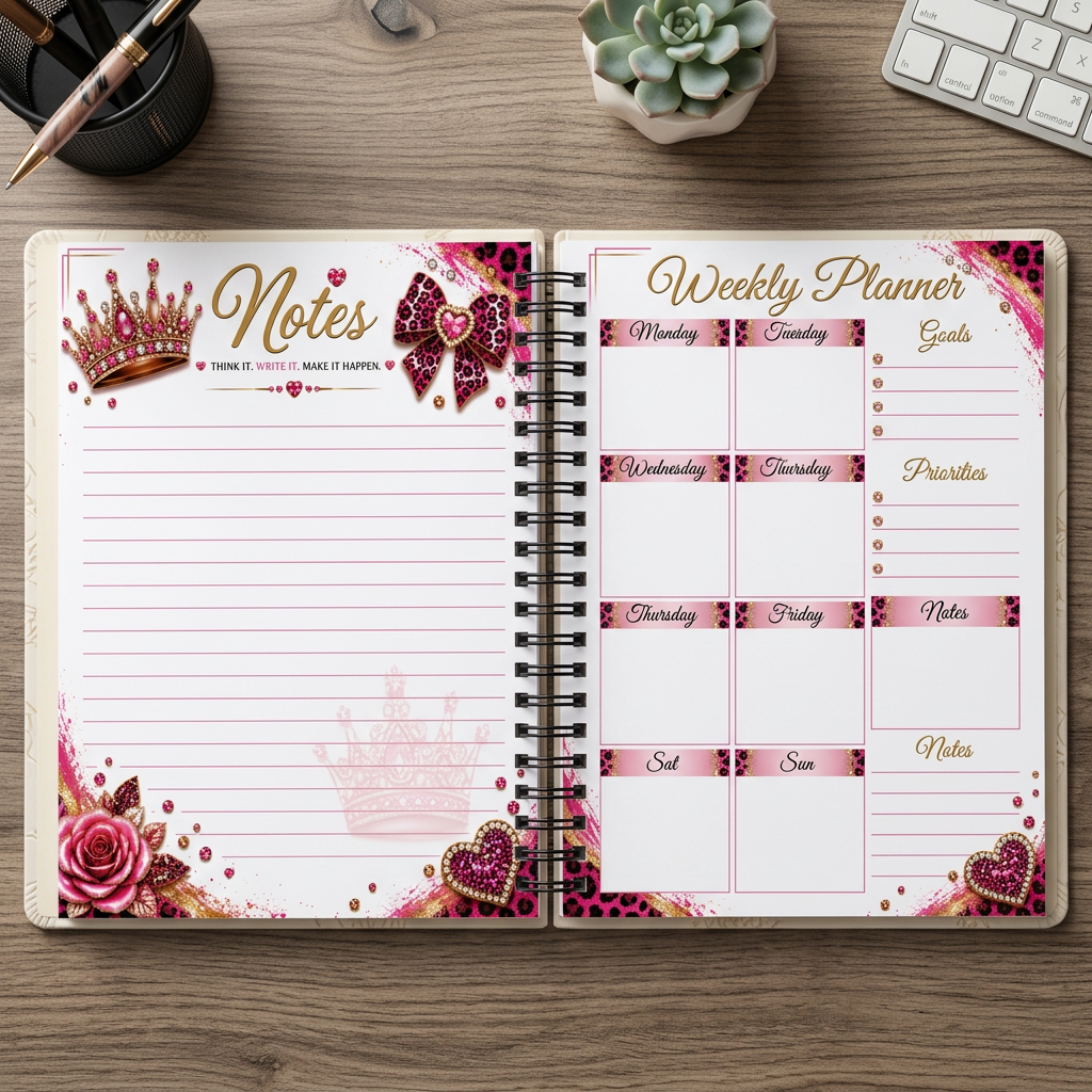 Pink Luxe Leopard Planner  Set – Choose Your Cover