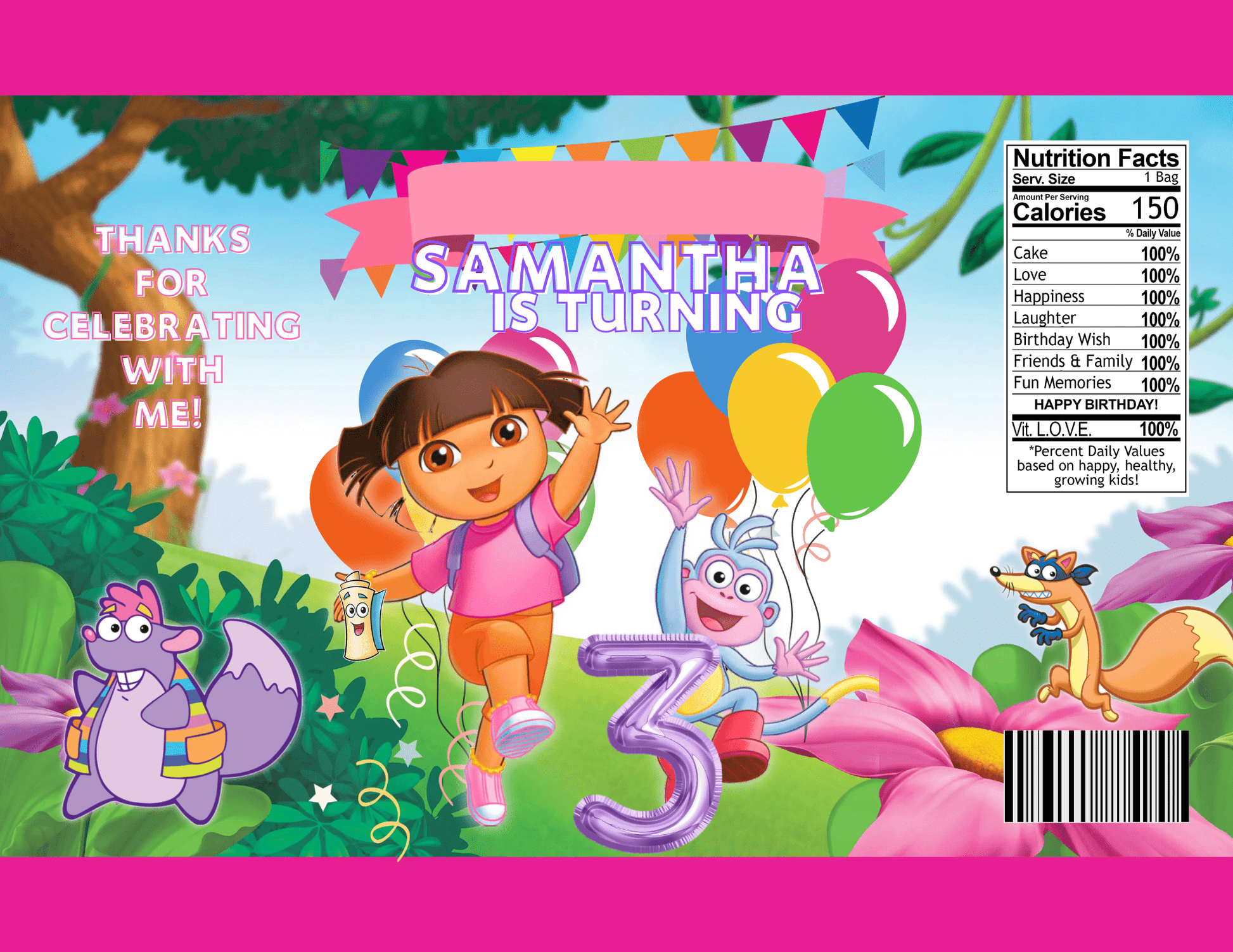 Dora Explorer Inspired Digital Party Favor Bundle - Joyzzle Personalized Gifts