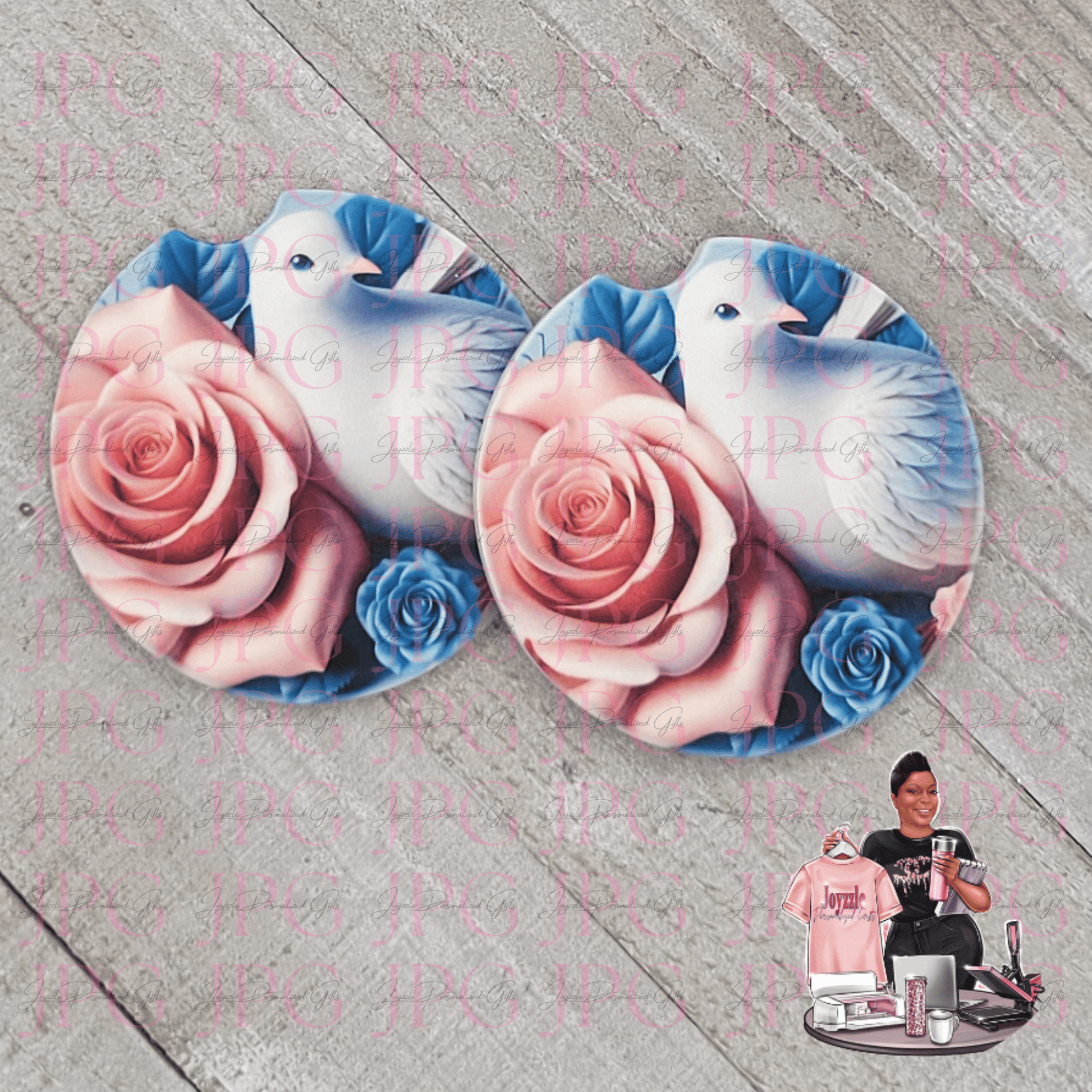 Dove Car Coasters, Gamma Phi Delta Sorority, Inc. - Joyzzle Personalized Gifts