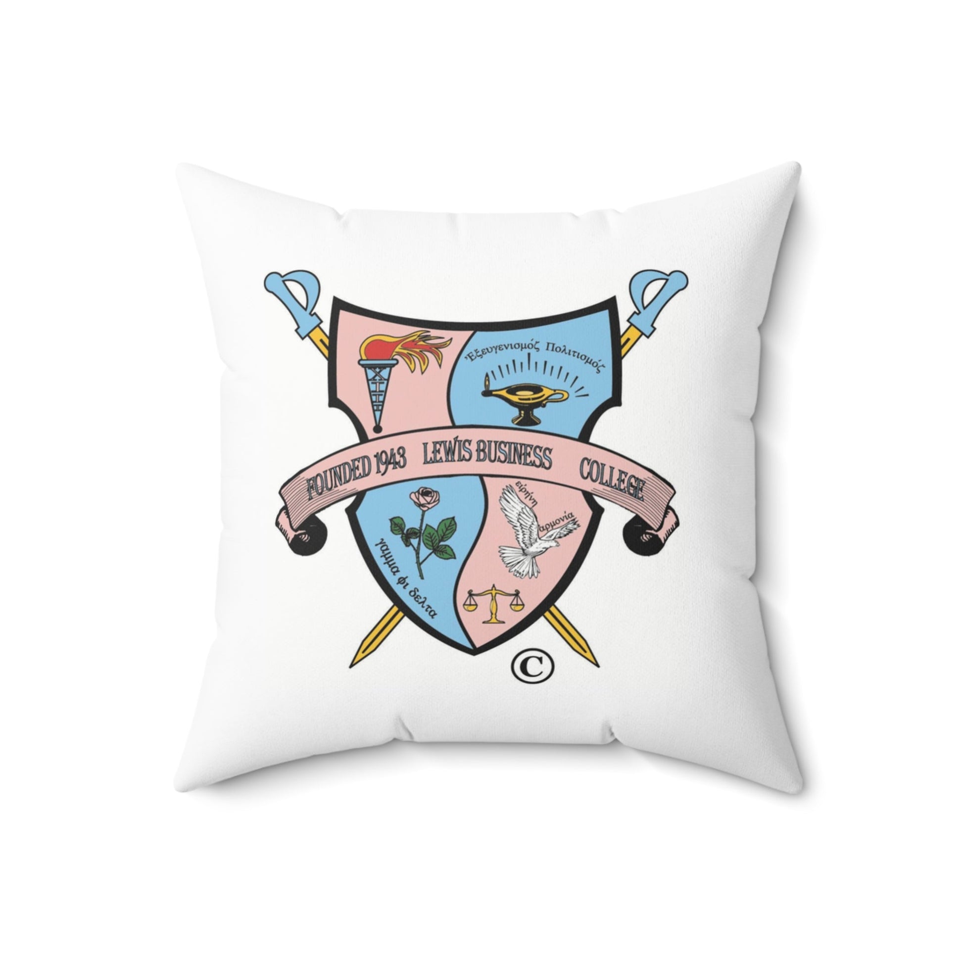 Gamma Phi Delta Shield Polyester Square Pillow - Joyzzle Personalized Gifts