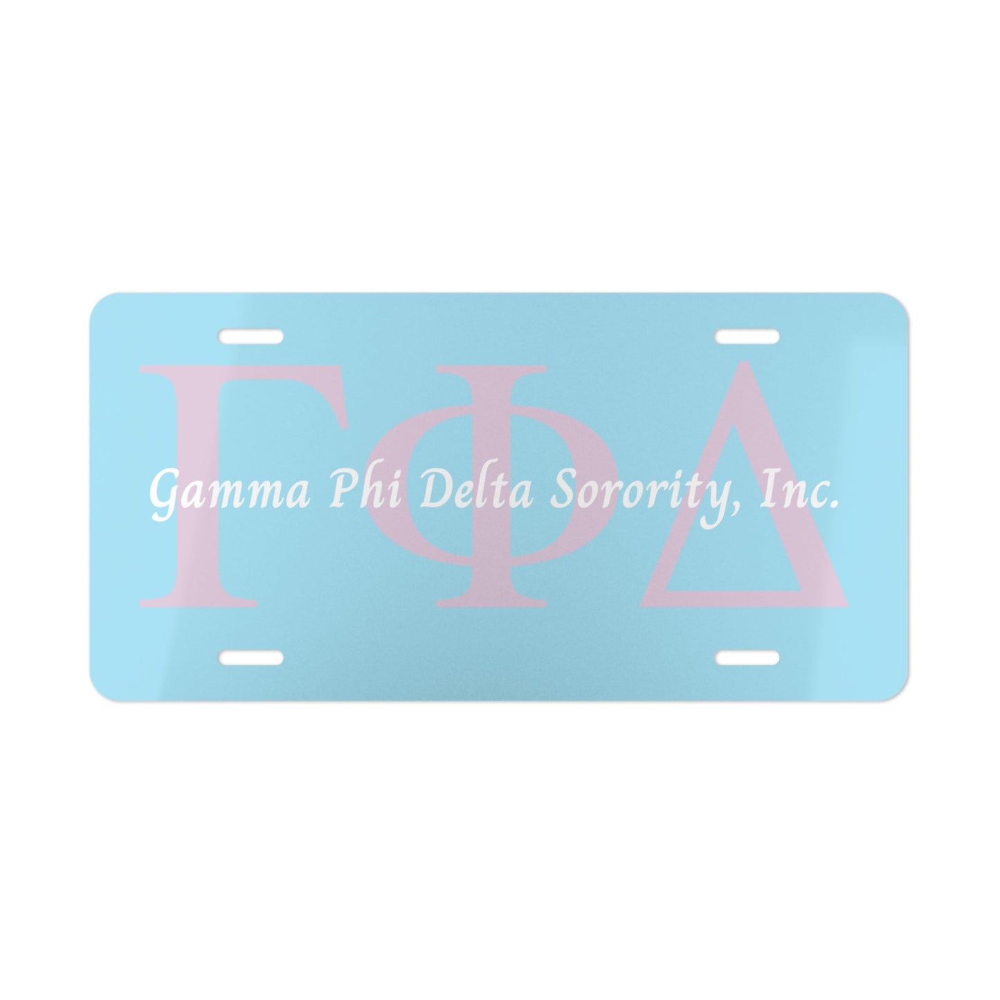 Gamma Phi Delta Sorority, Inc. Blue & Pink Greek License Plate - Joyzzle Personalized Gifts