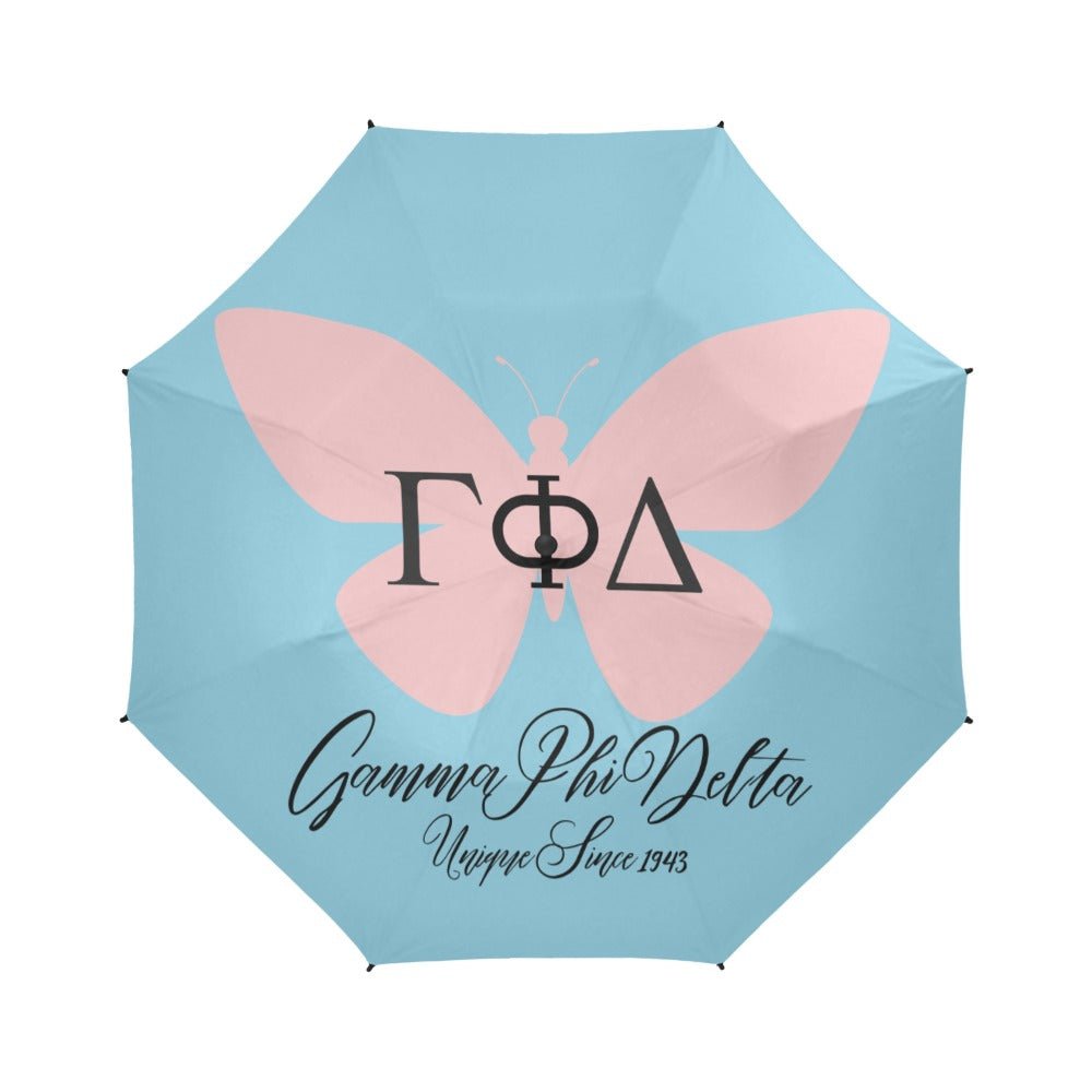 Gamma Phi Delta Sorority, Inc. Butterfly Semi - Automatic Umbrella Semi - Automatic Foldable Umbrella (Model U05) - Joyzzle Personalized Gifts