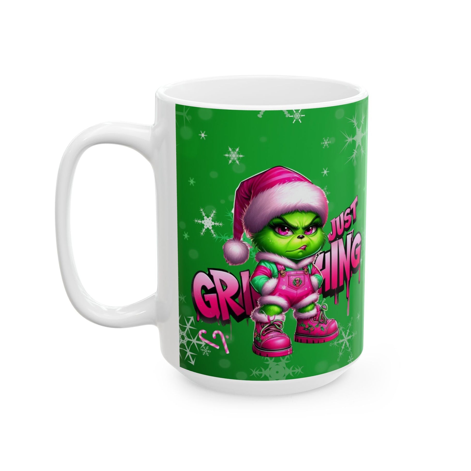 Grinch Christmas Ceramic Mug (11oz, 15 oz) - BPA Free, Microwave & Dishwasher Safe - Joyzzle Personalized Gifts