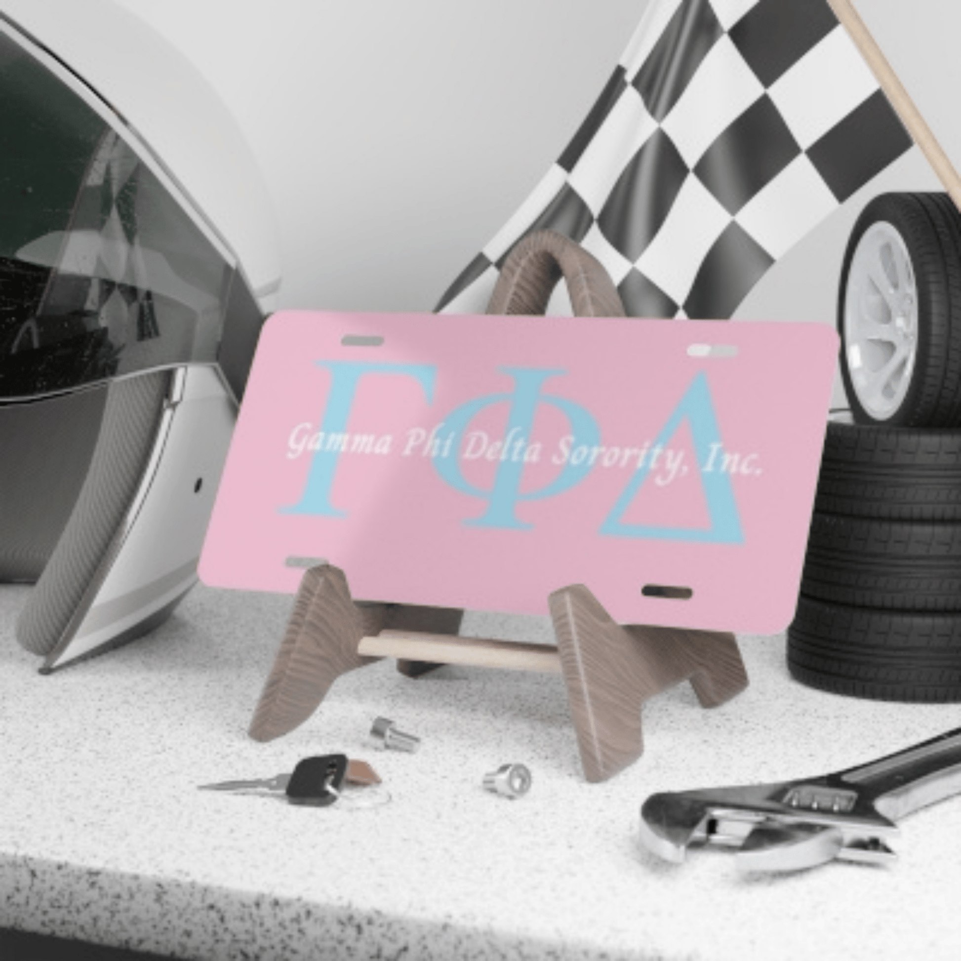 Pink Gamma Phi Delta Sorority, Inc. Greek Vanity Plate - Joyzzle Personalized Gifts