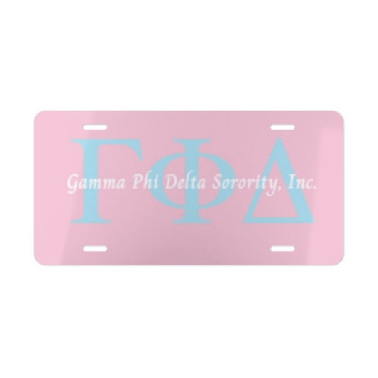 Pink Gamma Phi Delta Sorority, Inc. Greek Vanity Plate - Joyzzle Personalized Gifts