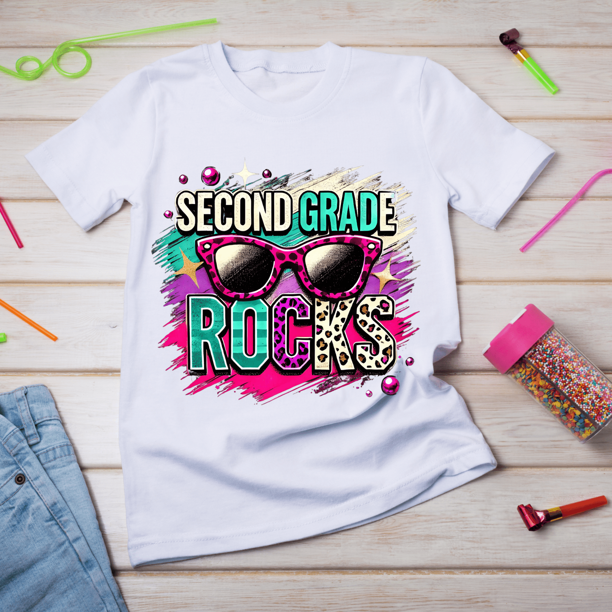 Second Grade Rocks T - Shirt (Kids) - Joyzzle Personalized Gifts