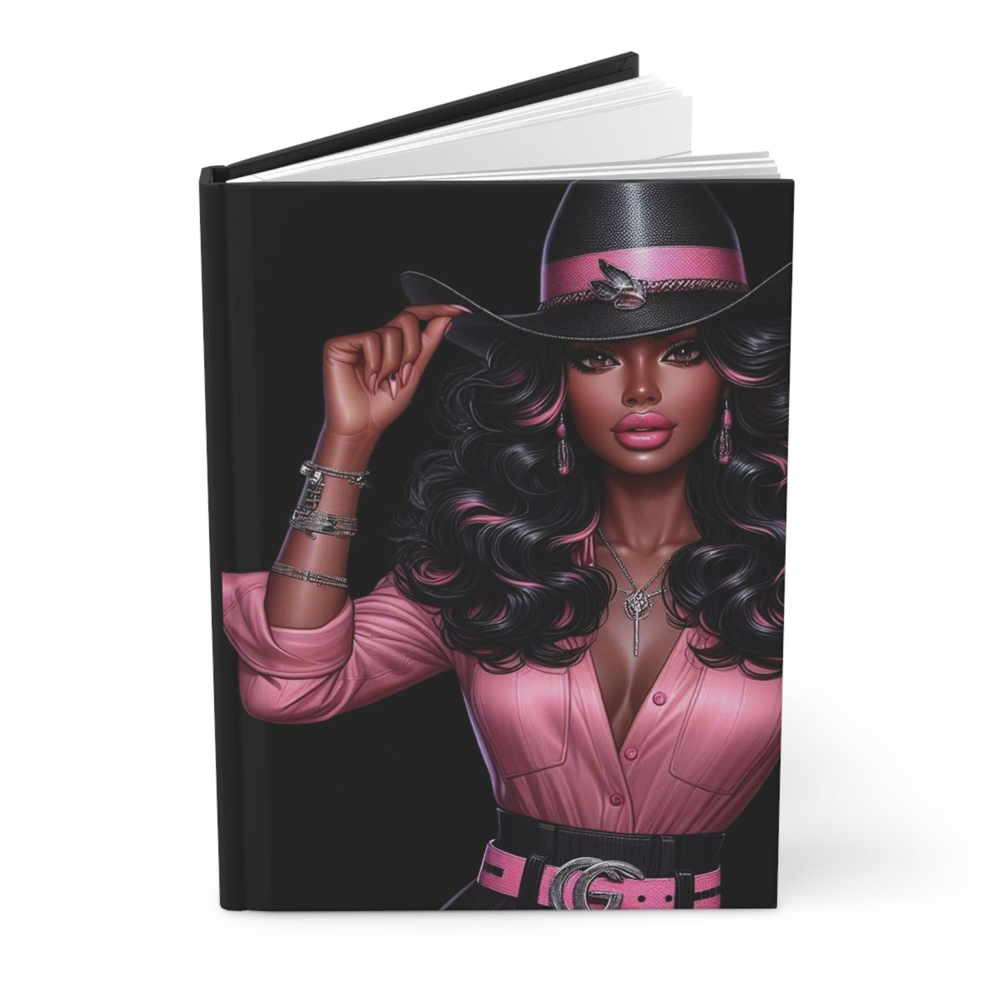 Sexy Pink Cowgirl Hardcover Journal Matte - Joyzzle Personalized Gifts