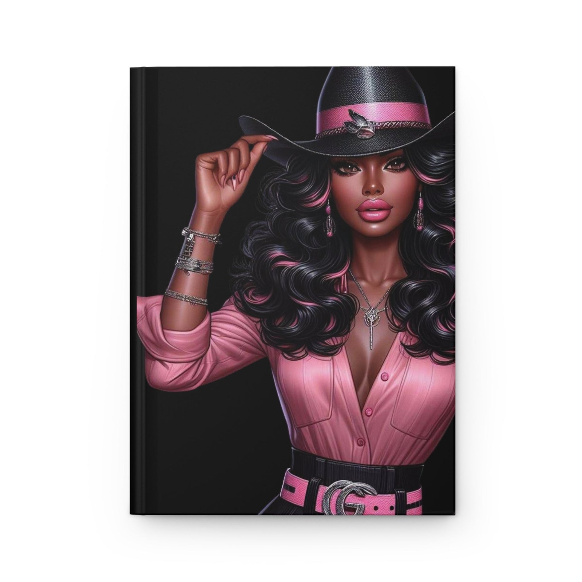 Sexy Pink Cowgirl Hardcover Journal Matte - Joyzzle Personalized Gifts