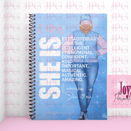 She Is Me (Baseball Cap), Gamma Phi Delta Sorority, Inc. Spiral Notebook - Joyzzle Personalized Gifts