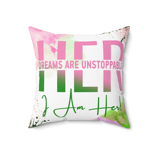 Square Pillow - Her Dreams Are Unstoppable Indoor Accent Piece - Joyzzle Personalized Gifts