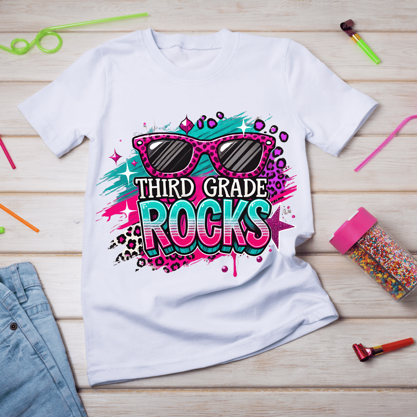 Third Grade Rocks T - Shirt (Kids) - Joyzzle Personalized Gifts